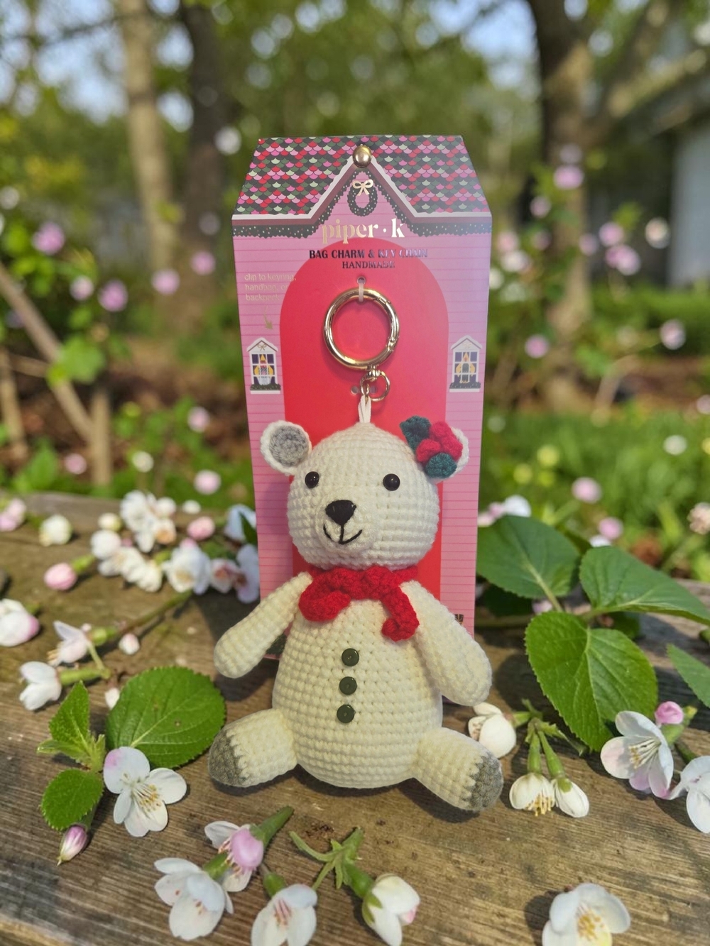 NEW Piper K Teddy Bear Plush Big Size Bag Charm Keychain Stuffed Animal 8" NWT